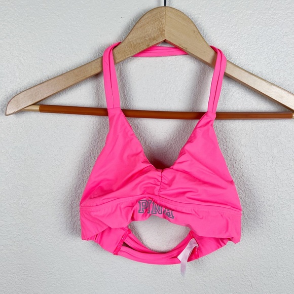 PINK Victoria’s Secret Neon Unlined Halter Sports Bra Sz XS - Picture 3 of 8